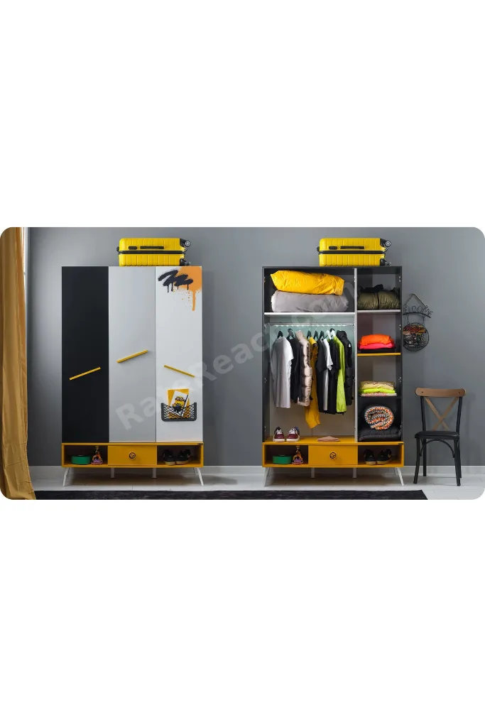 Skate Genç Odası 3 Parça ( 3 Kapalı Dolap Karyola Çalışma Masası )