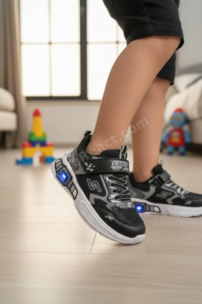 Çocuk Geometrik Grafik Desenli ve Cırt Cırtlı Rahat Spor Ayakkabı