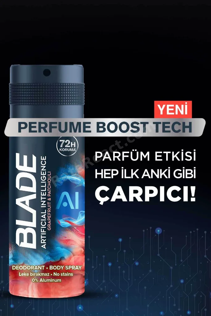 Artificial Intelligence Erkek Deodorant Body Spray 4x150 Ml Hızlı Kurur,Leke Bırakmaz