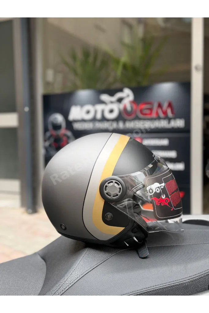 FR-612 Mat Gri Half-Moon Yarım Camlı Kask
