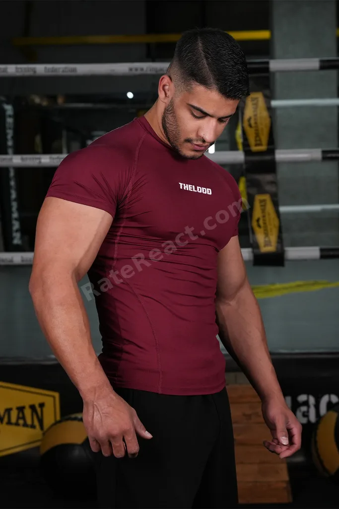 Bordo Kısa Kollu Compression Body Şekillendirici Tshirt