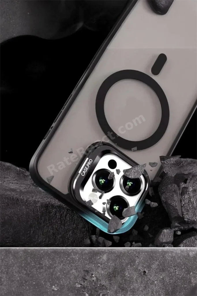 iPhone 14Pro Max Uyumlu Zırh Koruma MagSafe Destekli Standlı Kamera Lens Korumalı Mat Buzlu Şık Kılıf
