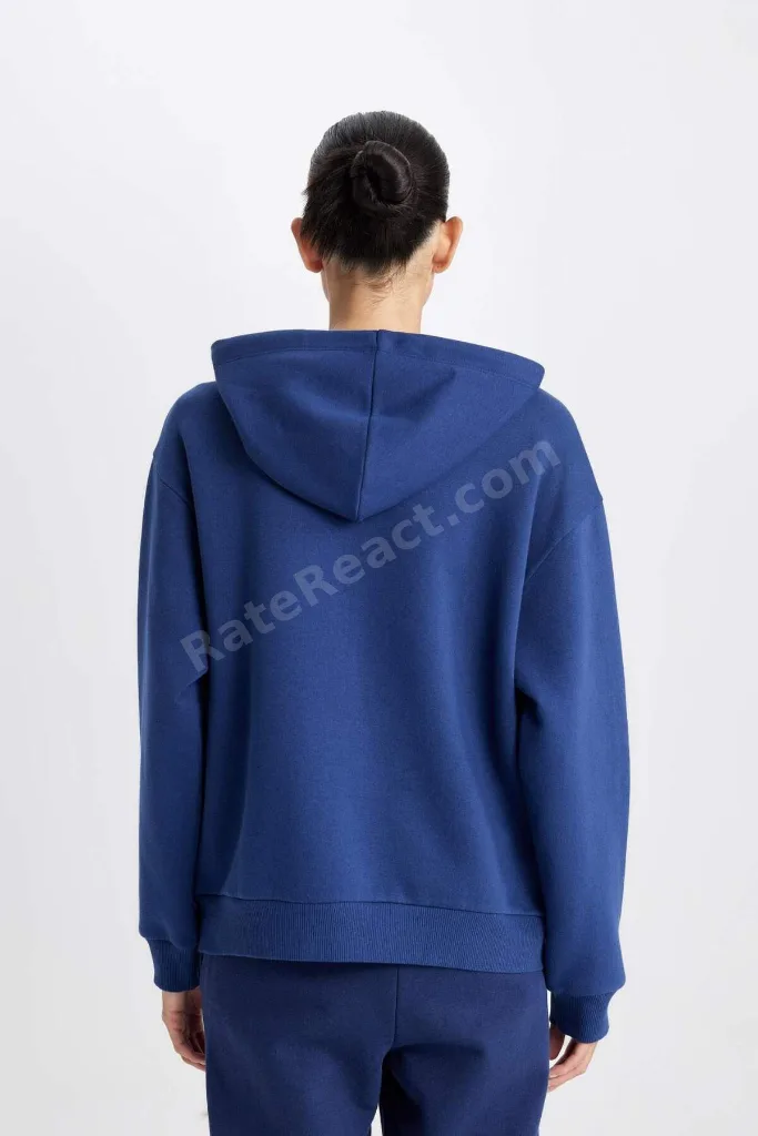 Relax Fit Kapüşonlu Cepli Basıc Fermuarlı Sweatshirt C1809AX24WN