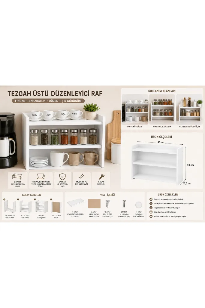 Çok Amaçlı Tezgah Üstü Raf