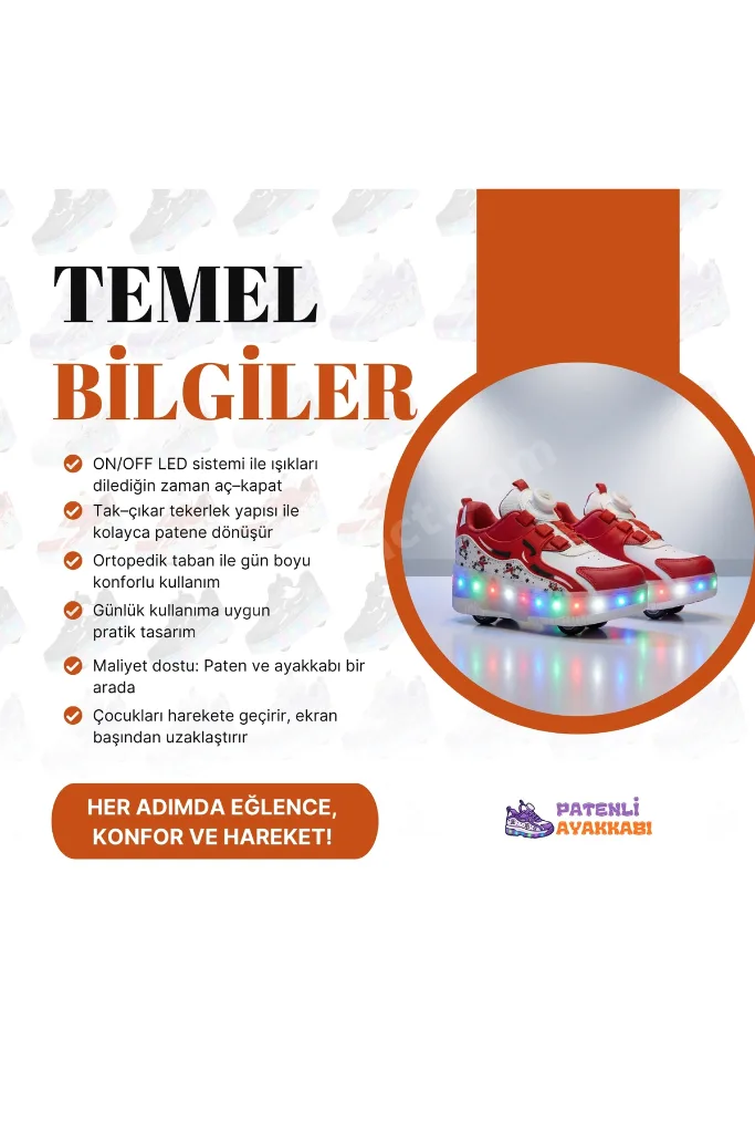 LED Işıklı Paten Ayakkabı Tekerlekli Çocuk Ayakkabısı Erkek Çocuk / Kız Çocuk Ayakkabısı