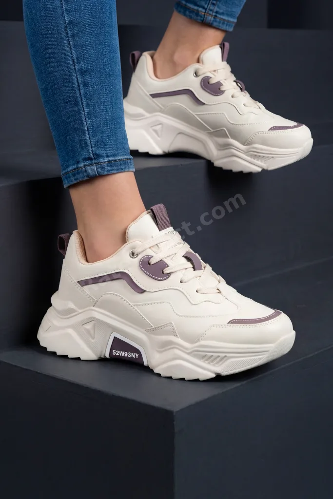 DS.PMD239K2110 Bej Mor Kadın Sneaker Günlük Spor Ayakkabı