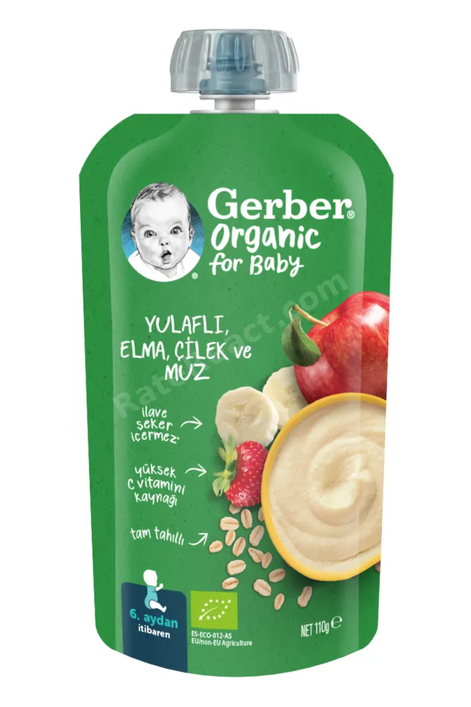 Organik Yulaflı Elma Çilek Ve Muz Püresi 110 gr