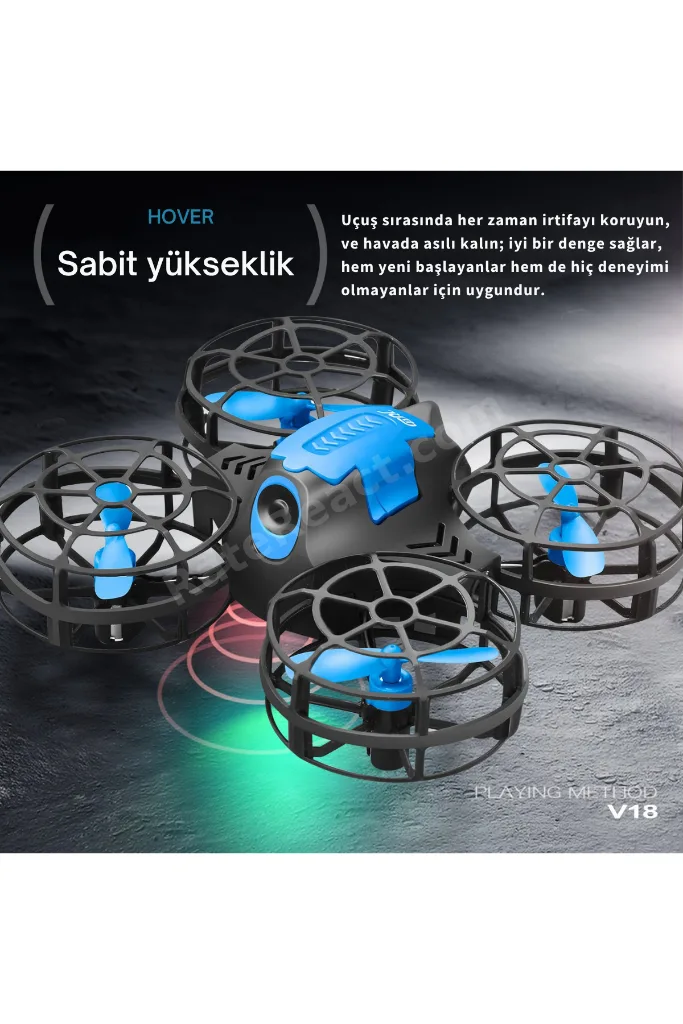 LED Işıklı Mini Drone - 360° Takla Atan 2 Mod 3 Hız Ayarlı Şarjlı Akrobatik Çocuk Drone