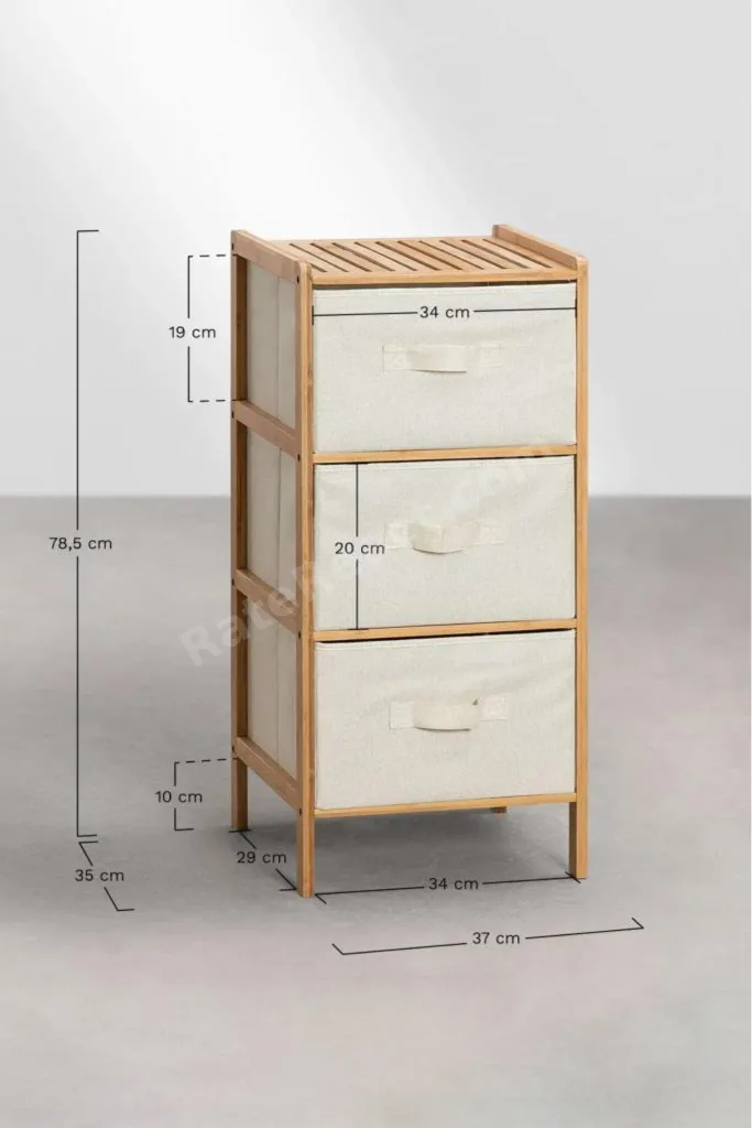 Bambu 3 Çekmeceli Dolap Organizer Çok Amaçlı Düzenleyici Şifonyer Db-0015