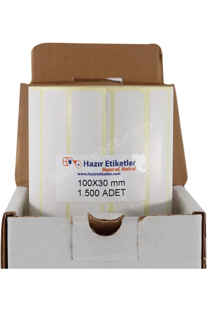 hazır al hızlı al Kuşe Etiket 100mm x 30mm Ruloda 1500 Adet 40mm Çapında Baskısız Barkod Yazıcı Etik