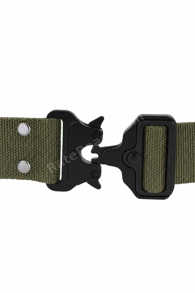 Palaska Bez Taktikal Kemer Metal Tokalı Ayarlanabilir Haki Yeşil – 4 cm En Polis Güvenlik Outdoor