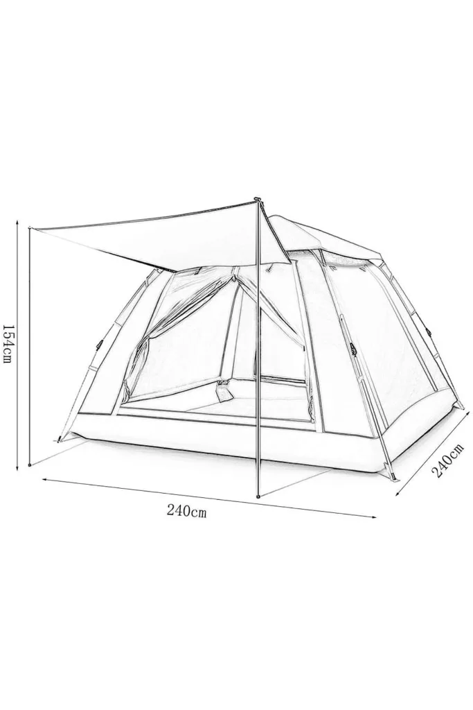 6 Kişilik Tam Otomatik Kamp Çadırı 240x240x160 cm Su Geçirmez , Gölgelikli Kolay Kurulum Çadır