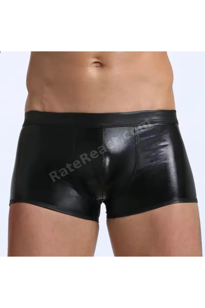 Deri Görünümlü Siyah Erkek Boxer - Tanga BC4605