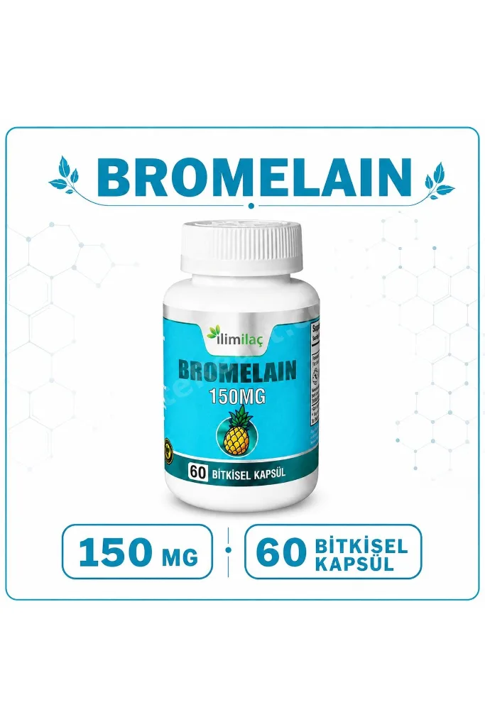 Bromelain 150 mg 60 Bitkisel Kapsül – Bromelain Takviye Edici Gıda