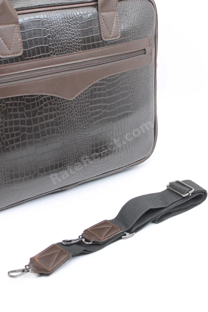 Kahverengi Kroko Deri Evrak & Laptop Çantası 15.6 Inç