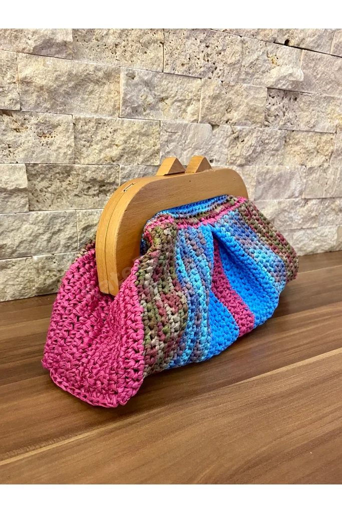 Renkli Ahşap Burslu Çanta