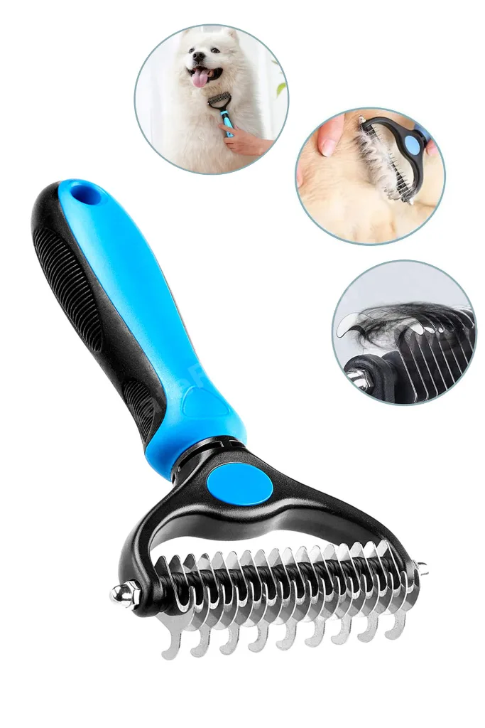 Plastik Saplı Ergonomik Metal Uçlu Kedi Köpek Kıtık Tüy Topak Açıcı Tarak Tüy Bakım Tarağı 1 Adet