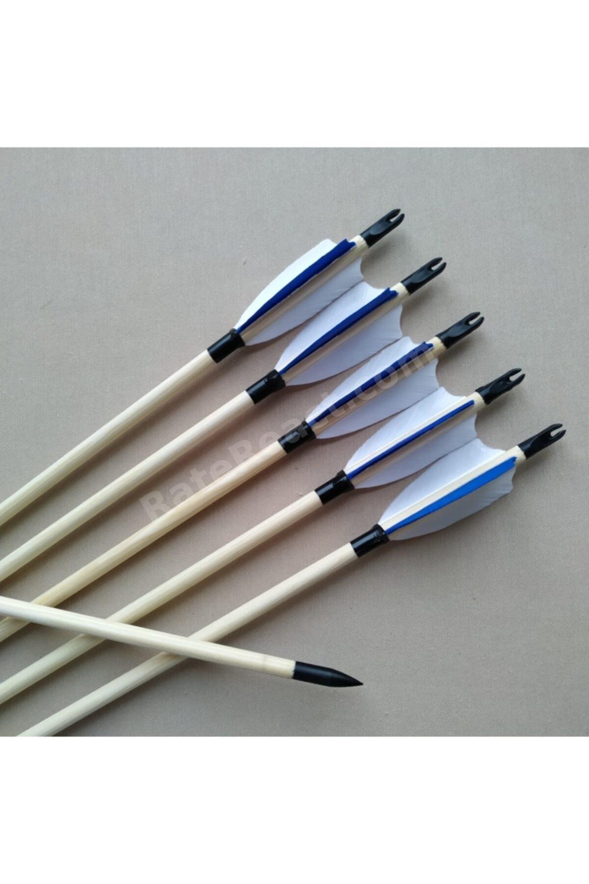 Geleneksel Okçuluk - Ahşap Ok 6 Adet (3" Tüylü-76 Cm)