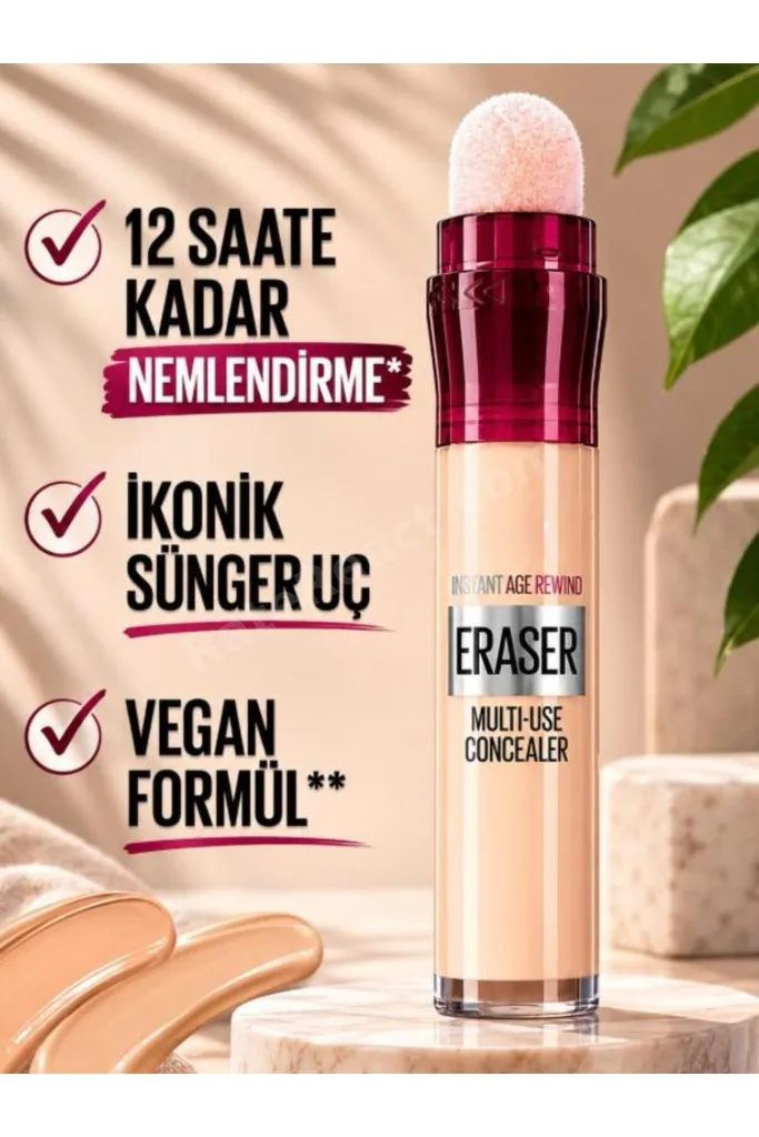 Sünger Başlıklı Kapatıcı - Gözaltı Concealer Morluk Karşıtı Multi Eraser Kapatıcı