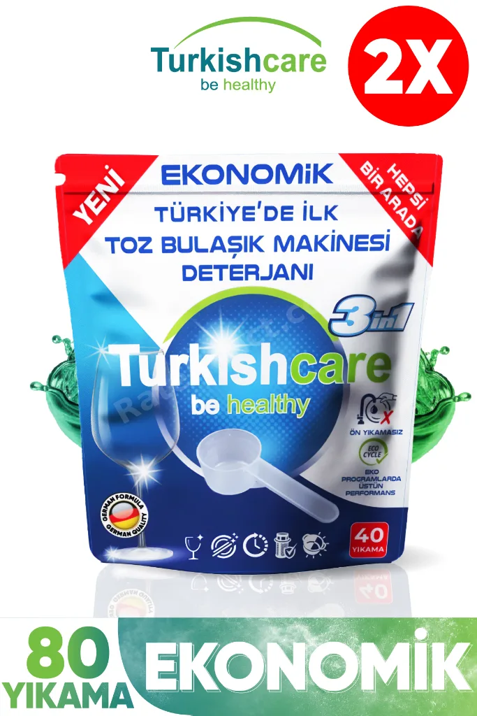Ekonomik Hepsi Bir Arada Bulaşık Makinesi Toz Deterjanı 40x2 80 Yıkama