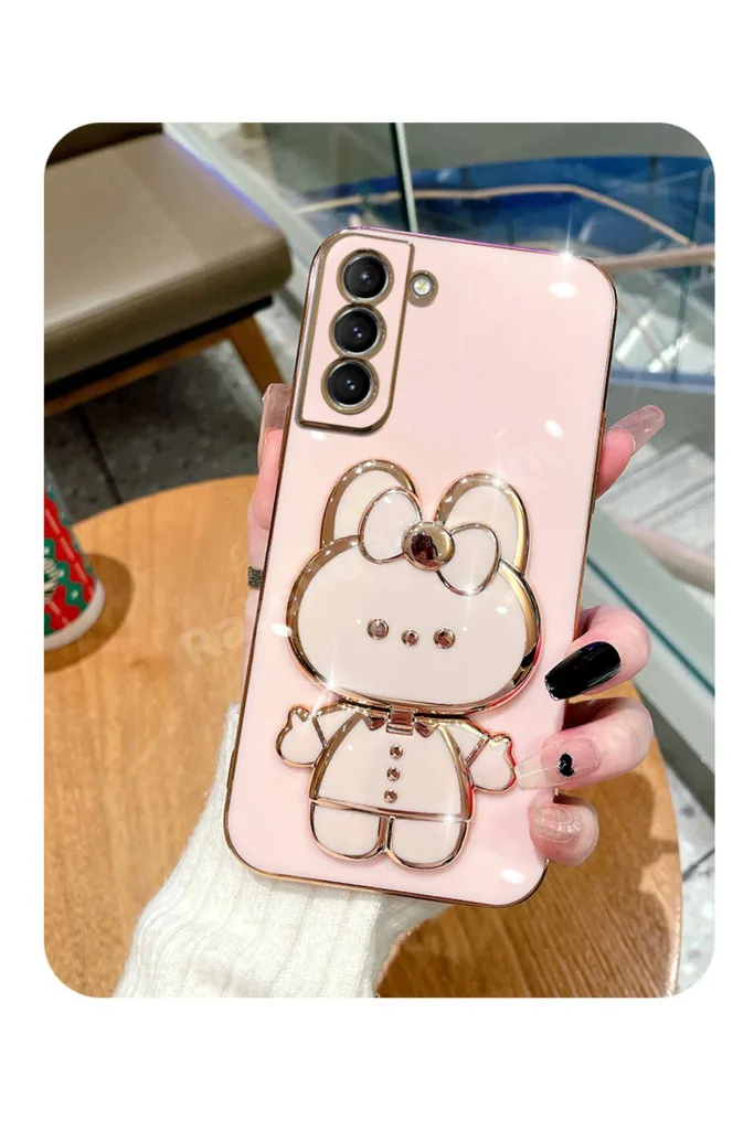 Samsung Galaxy A55 Uyumlu Kılıf Sevimli Cute Cat Standlı | Lazer Silikon Kapak