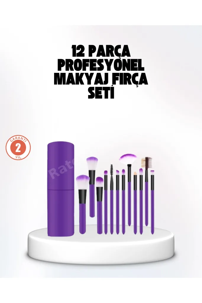 Kusursuz Makyaj İçin 12 Parça Profesyonel Fırça Seti Taşınabilir Kutu Hediyeli