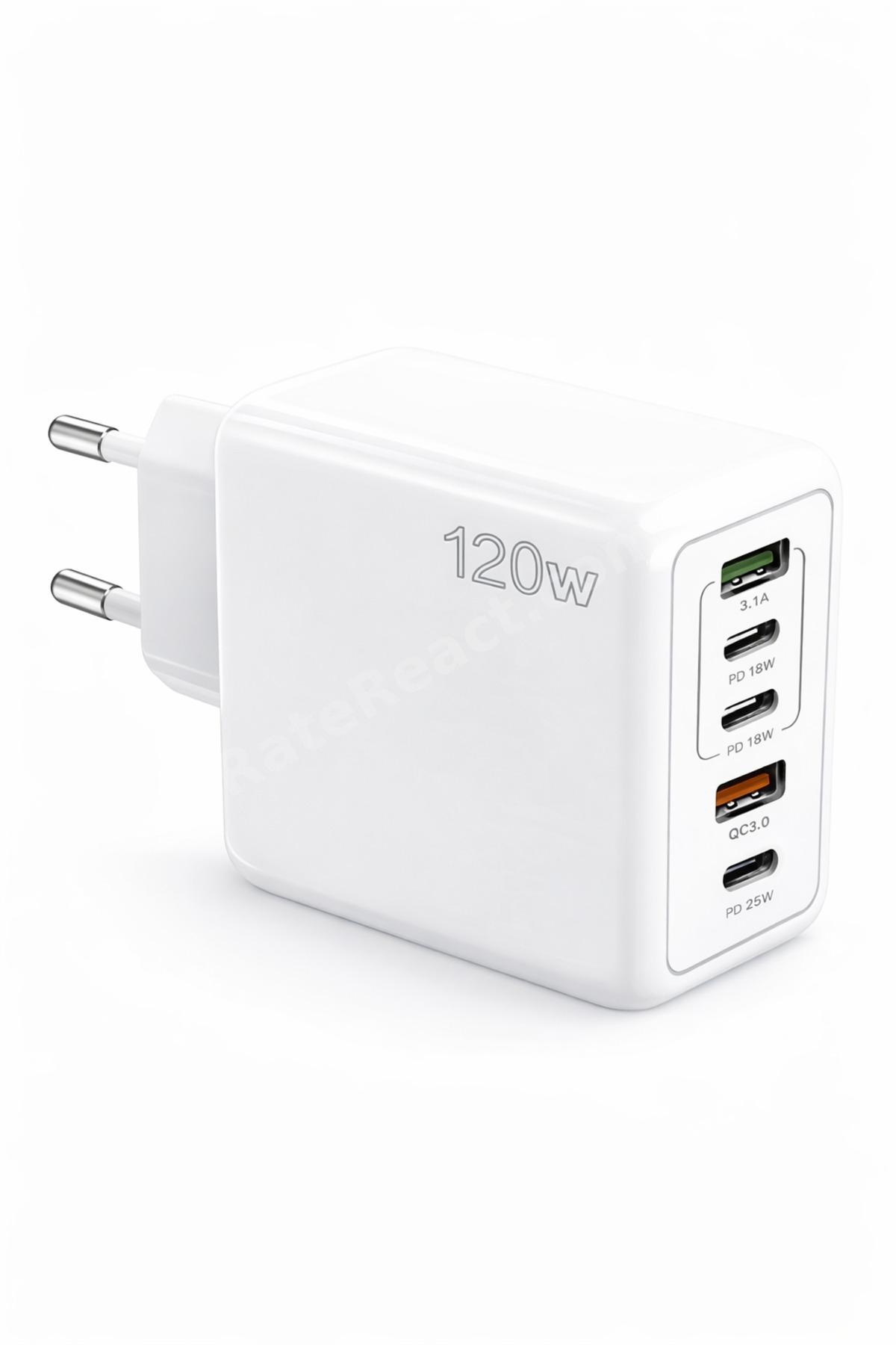 120W Çok Portlu Hızlı Şarj Adaptörü | 2 USB-A + 3 Type-C (PD) Şarj Cihazı