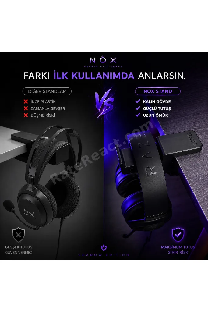 Premium Siyah Asılabilir Kulaklık Standı – Sağlam V3 Gamer Modeli, Kaydırmaz Keçeli