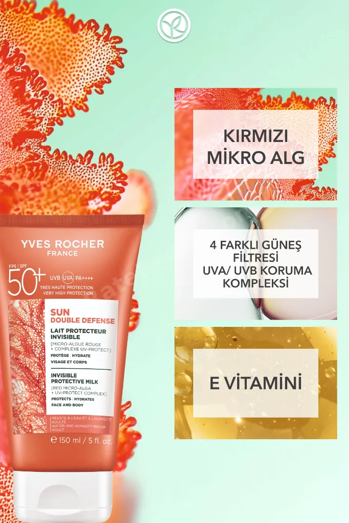 Sun Double Defense Cildi Anında Nemlendirici SPF50+ Korumalı Yüz ve Vücut Güneş Losyonu 150ml