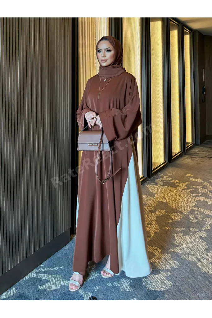 Şal Hediyeli Eteği Garnili Dubai Kumaşlı Abaya