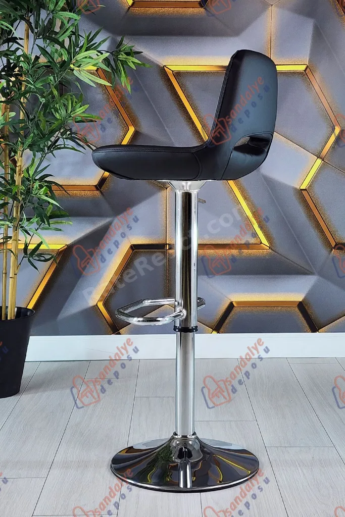 Rasko Ofis Tipi Çalışma Ve Bar Sandalyesi (siyah Deri )