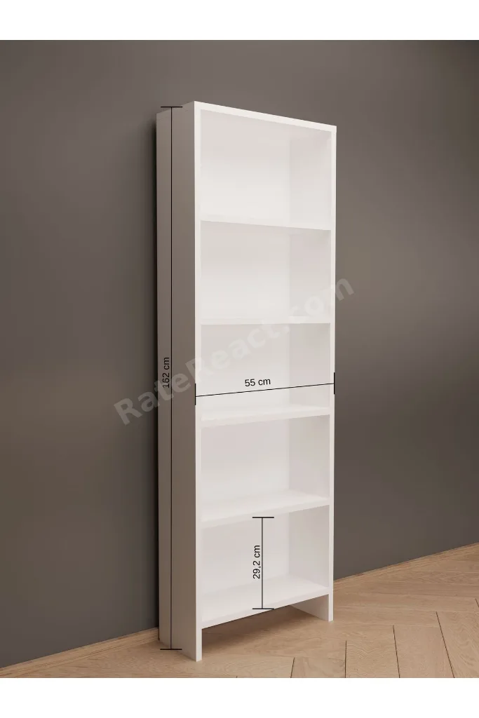 Modern Açık Raf Salon Kitaplığı - 162 cm Dekoratif Aksesuar ve Kitap Düzenleyici, Robot Süpürge Uyumlu 5 Bölmeli Düzenleyici