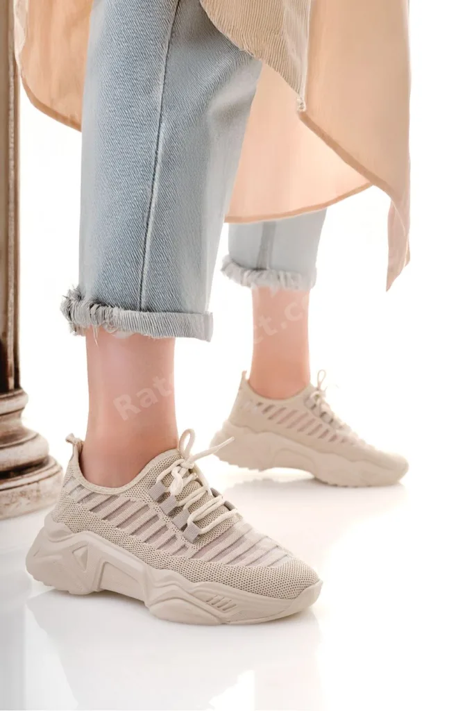 Hafif Esnek Rahat Günlük Yürüyüş Kadın Spor Triko Bez Kaliteli Sneaker Ayakkabı