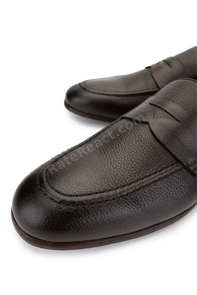 Erkek Hakiki Deri Kahverengi Loafer Ayakkabı