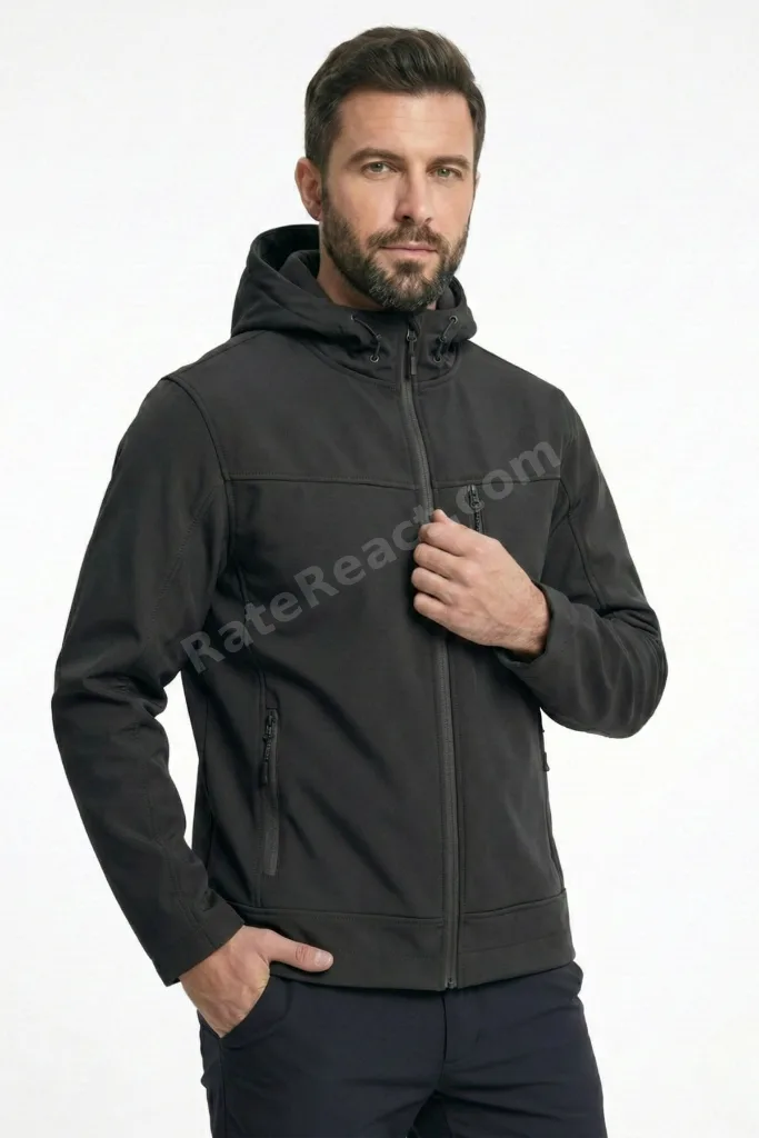 Erkek Mont İçi Polarlı Softshell Mont Su ve Rüzğar Geçirmez Kapüşonlu Spor Mont