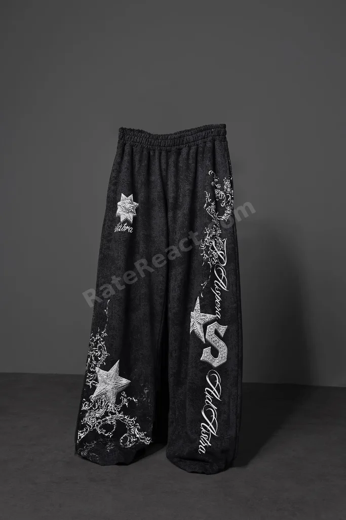 Erkek Siyah SuperStar Baskılı Yıkama Efektli Baggy Eşofman