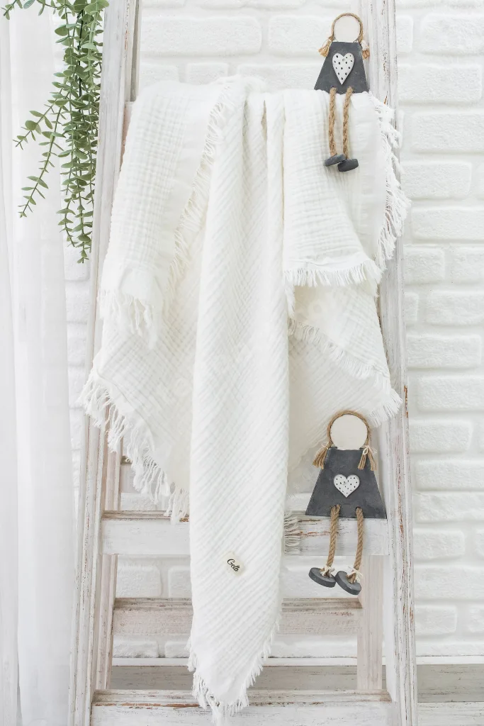 Müslin 4 Katlı Bebek Battaniyesi 110cm X 110cm %100 Doğal Organik Pamuk