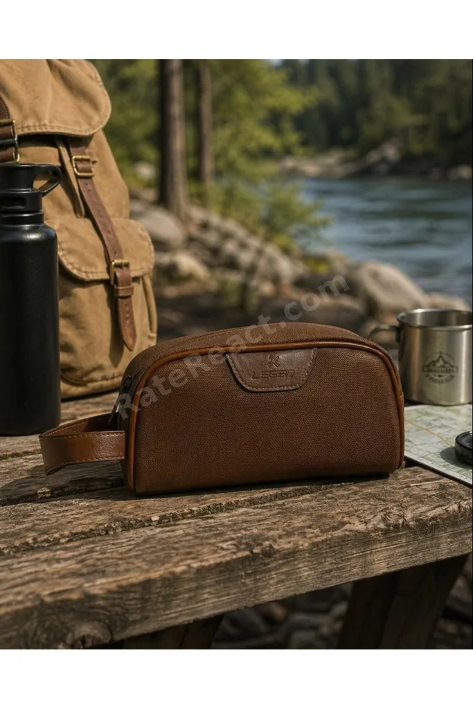 Açık Kahverengi Erkek Bakım Çantası – Deri Görünümlü Seyahat Organizer Dopp Kit Tıraş ve Kozmetik Çantası 8376