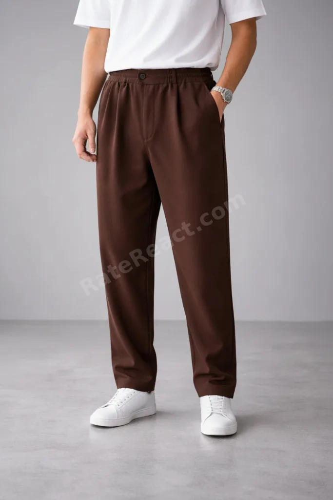 Erkek Krep Baggy Pantolon Fermuarsız Düğmeli Rahat Kesim Premium Seri