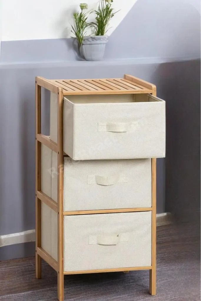 Bambu 3 Çekmeceli Dolap Organizer Çok Amaçlı Düzenleyici Şifonyer Db-0015