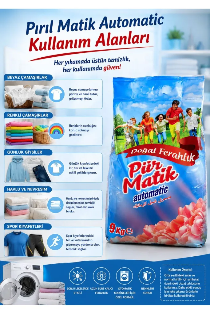 Doğal Ferahlık Beyazlar Ve Renkliler Hızlı Çözülme Toz Deterjan 9 Kg