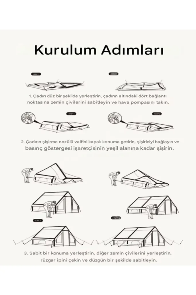 6 Kişilik ŞİŞME Kamp Çadırı Plaj Tatil Deniz Çadır Oxford Kumaşlı Pompalı