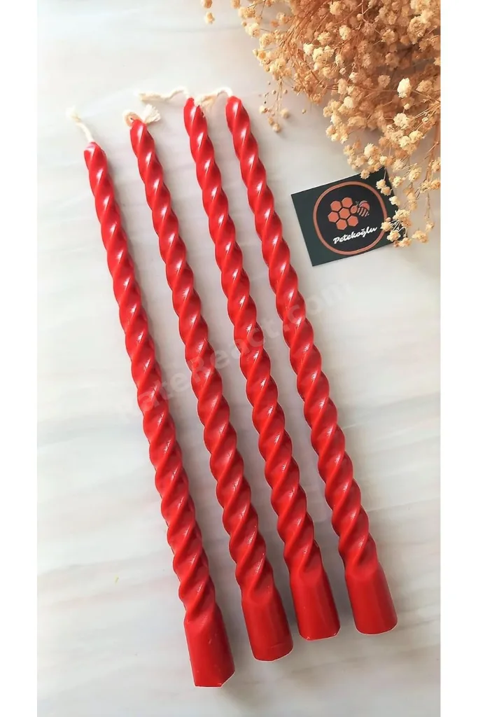 ElivoraSell Petekoğlu (4 Adet 27.5Cm) Balmumu Mum Konik Burgulu Balmumu Şamdan Mumu Doğal Petek Balm