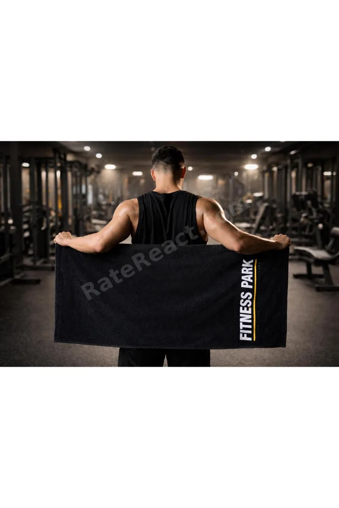 Fitness Sporcu Havlusu Siyah %100 Pamuk Ter Emici Antreman Gym Spor Havlusu 50 x 90 - 1 Adet