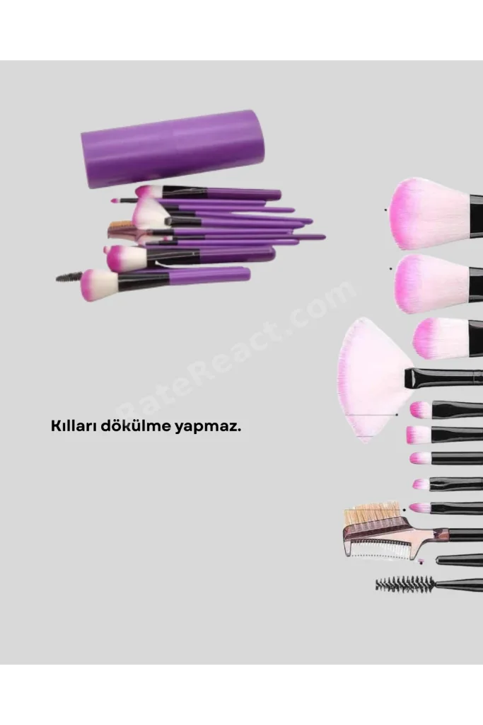 12’li Profesyonel Makyaj Fırça Seti – Dökülmeyen Yumuşak Kıllı, Ergonomik Tasarım