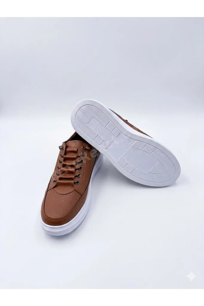 Erkek Kahverengi Sneaker Lastikli Günlük Spor Ayakkabı