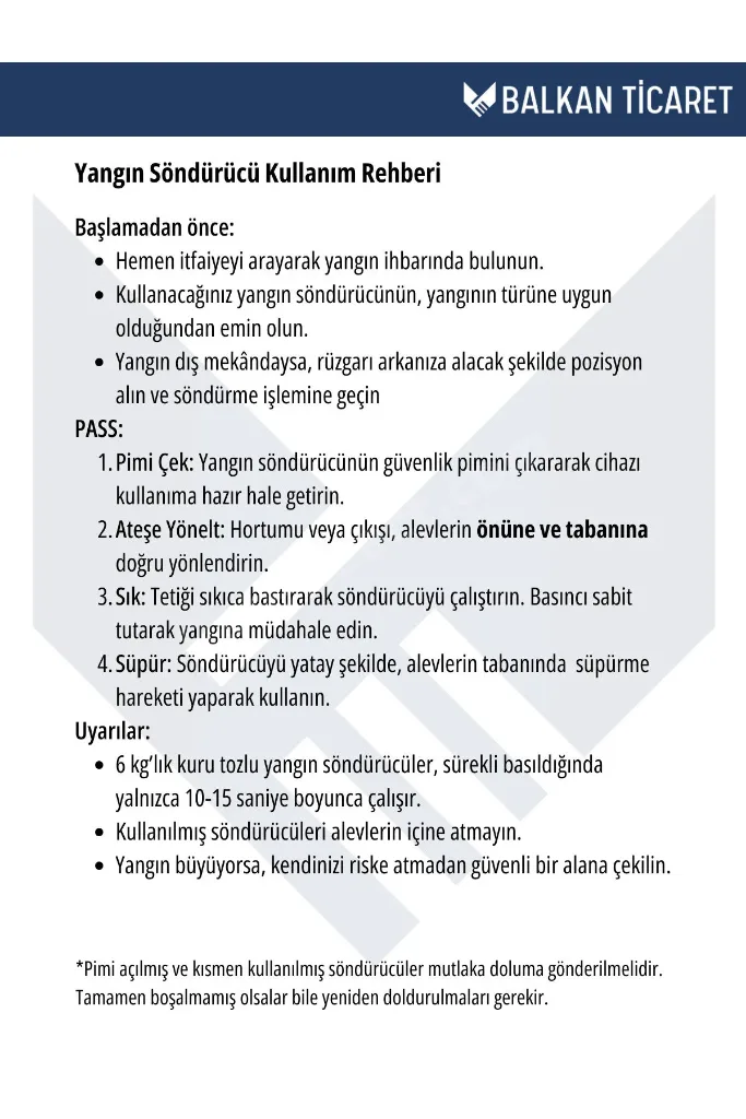 YANGIN SÖNDÜRME TÜPÜ 6KG KÖPÜKLÜ 3 ADET TSE HYB CE BELGELİ RUHSATA UYGUN