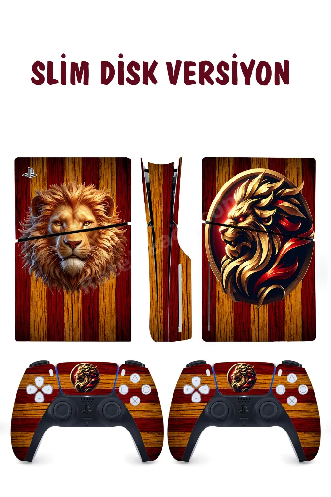 Sarı Kırmızı Aslan Playstation 5 Full Sticker Kaplama Seti