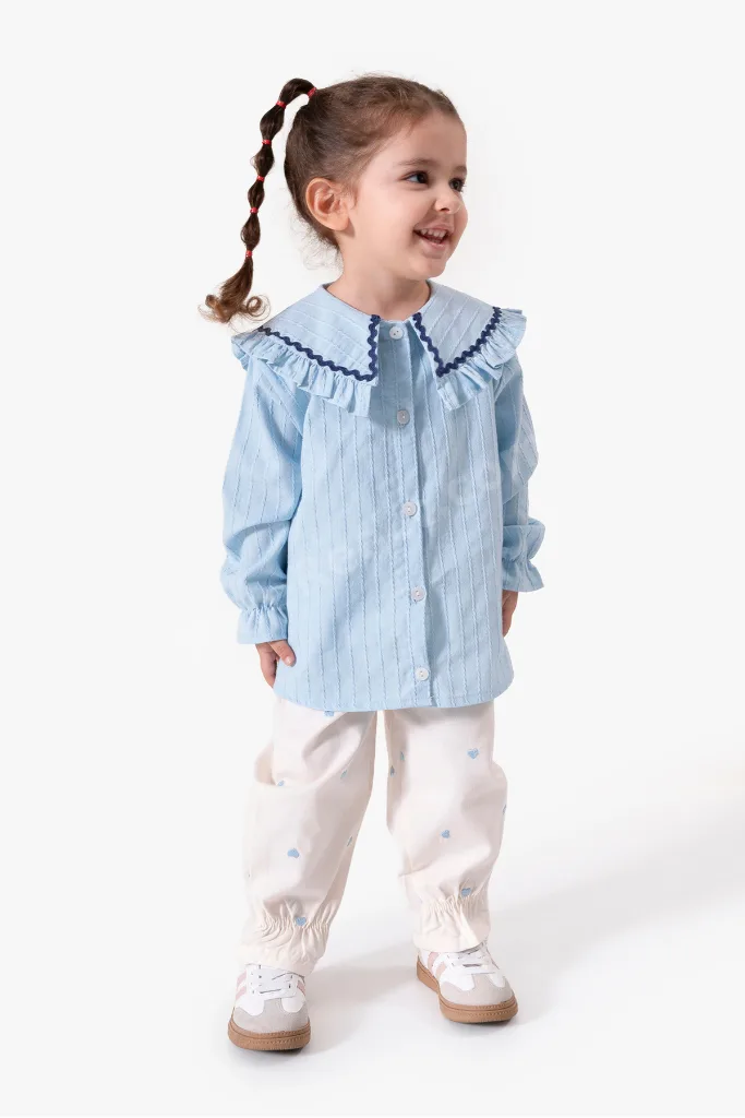 Su Taşı Yaka Detaylı Kız Bebek Alt Üst Takım 9092