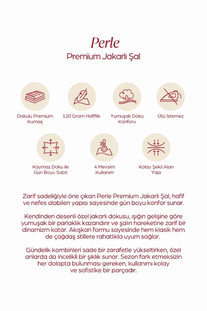 Perla Premium Jakarlı Şal Gece Siyahı